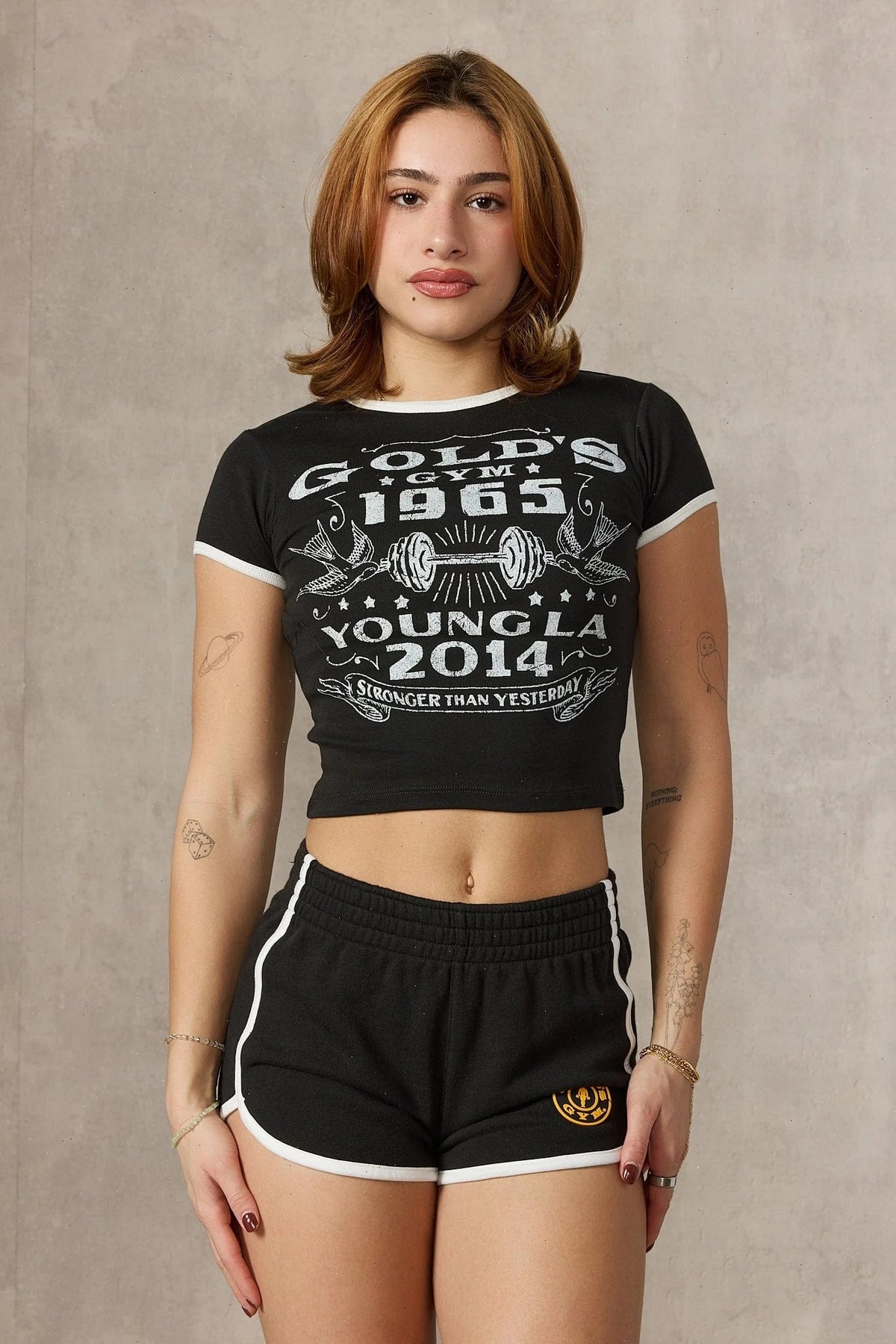 W471 Gold's Gym Ringer Baby Tee